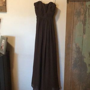 Full length, brown prom dress